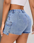 Rosy Brown Mid-Rise Waist Denim Shorts with Pockets