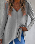 Full Size V-Neck Long Sleeve T-Shirt