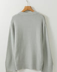 Slit Cuff Round Neck Long Sleeve Sweater