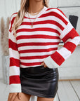 Striped Round Neck Long Sleeve Sweater