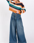 SAGE+FIG Smocked Waist Band Wide Leg Jeans