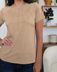 Rosy Brown Round Neck Short Sleeve T-Shirt