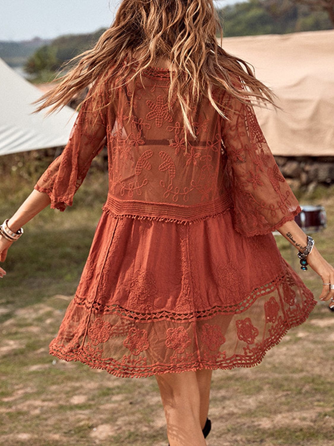 Sienna Lace Detail Plunge Cover-Up Dress