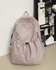 Gray Drawstring Nylon Backpack Bag