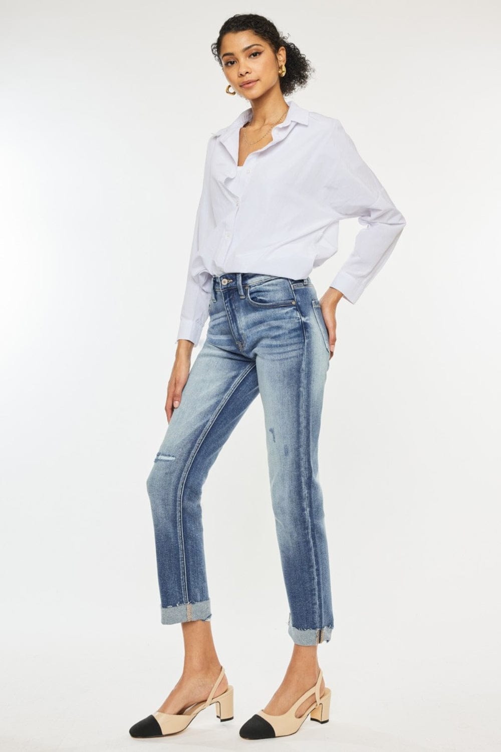 Lavender Kancan High Rise Cuffed Straight Jeans