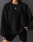 Black Star Lantern Sleeve Dropped Shoulder Sweatshirt Sentient Beauty Fashions Apparel & Accessories