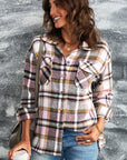 Double Take Plaid Button Front Shirt Jacket with Breast Pockets