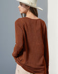 Double Take Full Size Notched Thumbhole Long Sleeve T-Shirt