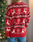 Christmas Element Round Neck Long Sleeve Sweater