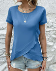 Ruffled Round Neck Short Sleeve Top