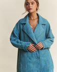 J.NNA Tweed Double-Breasted Long Sleeve Coat