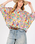 Light Gray SAGE + FIG Button Down Floral Shirt Sentient Beauty Fashions Apparel & Accessories