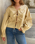 Tied Flounce Sleeve Blouse