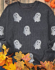 Glitter Ghost Round Neck Long Sleeve Sweatshirt