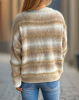 Gradient Round Neck Dropped Shoulder Sweater