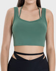 Dark Slate Gray Crisscross Square Neck Active Tank