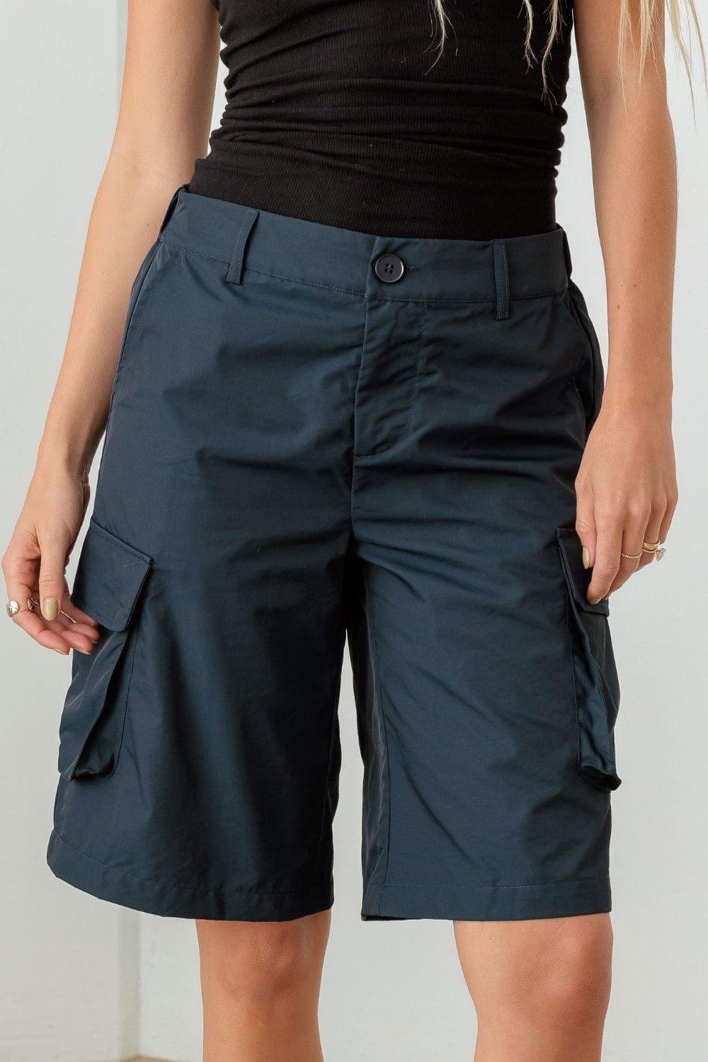 Dark Slate Gray Le Lis Navy Cargo Bermuda Shorts