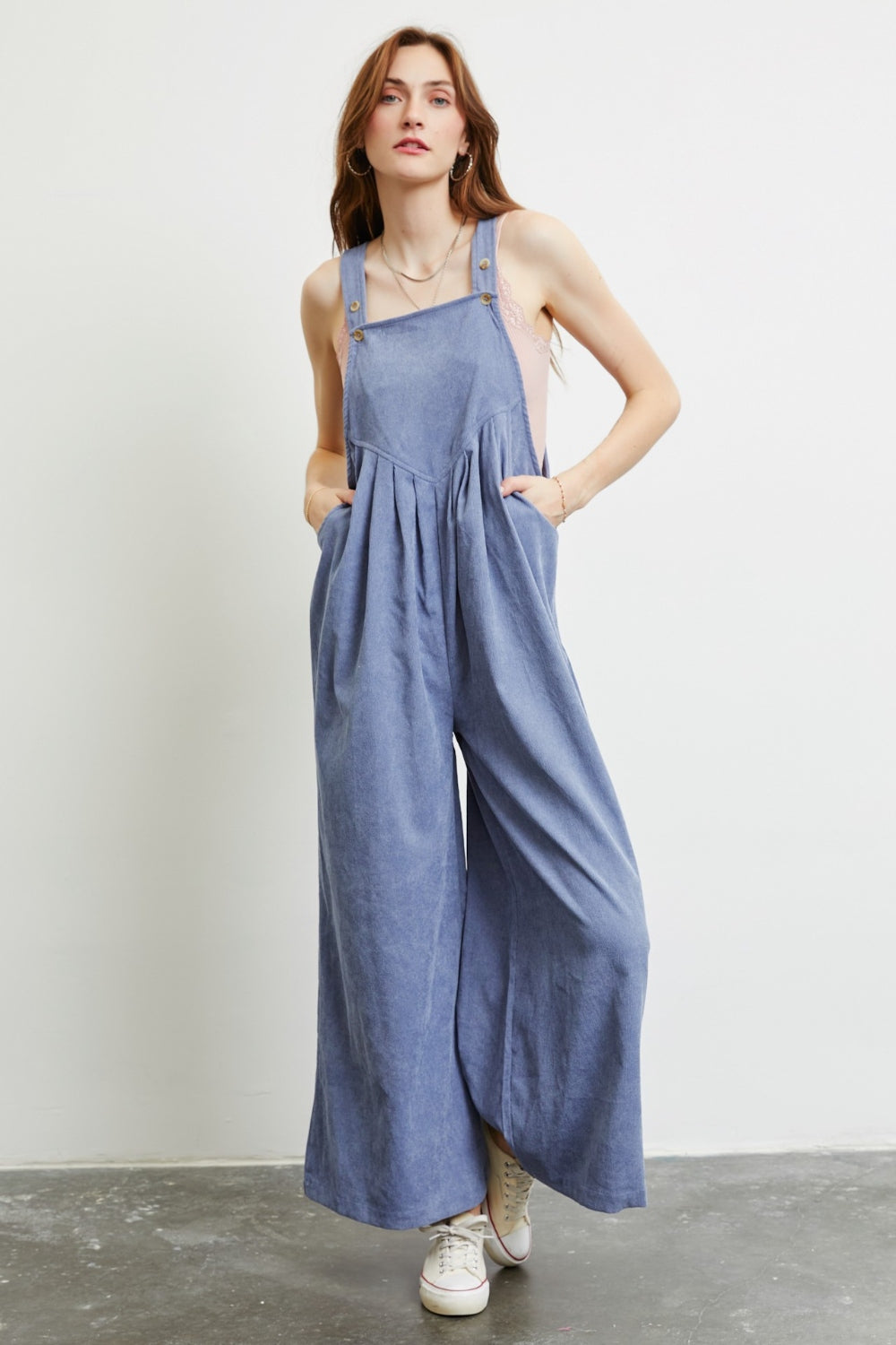 Light Gray HEYSON Full Size Wide Leg Overalls with Pockets Sentient Beauty Fashions Apaparel &amp; Accessories