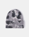 White Smoke Tie-Dye Cuffed Rib-Knit Beanie Hat