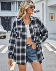 Lovelet Plaid Collared Neck Button Down Jacket