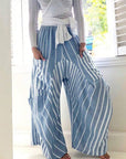 Striped Elastic Waist Wide Leg Pants