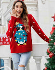 Christmas Penguin Graphic Sequin Sweater