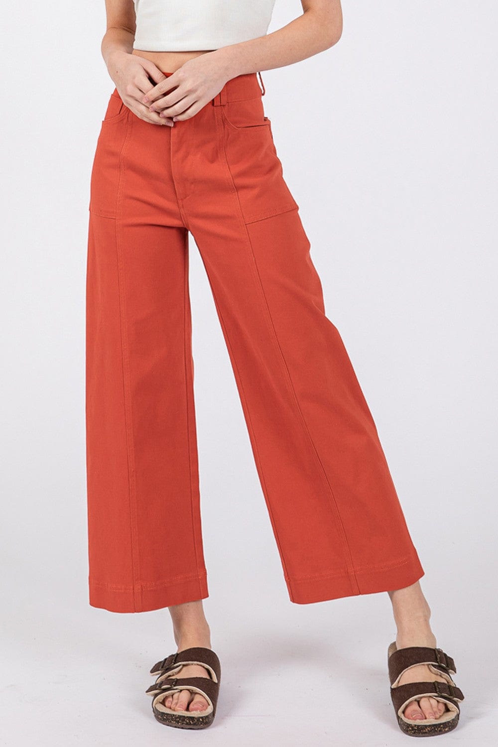 Light Gray SAGE + FIG Wide Leg Cropped Pants