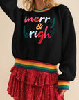 MERRY & BRIGHT Ribbed Round Neck Sweater