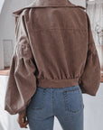 Lantern Sleeve Cropped Corduroy Jacket