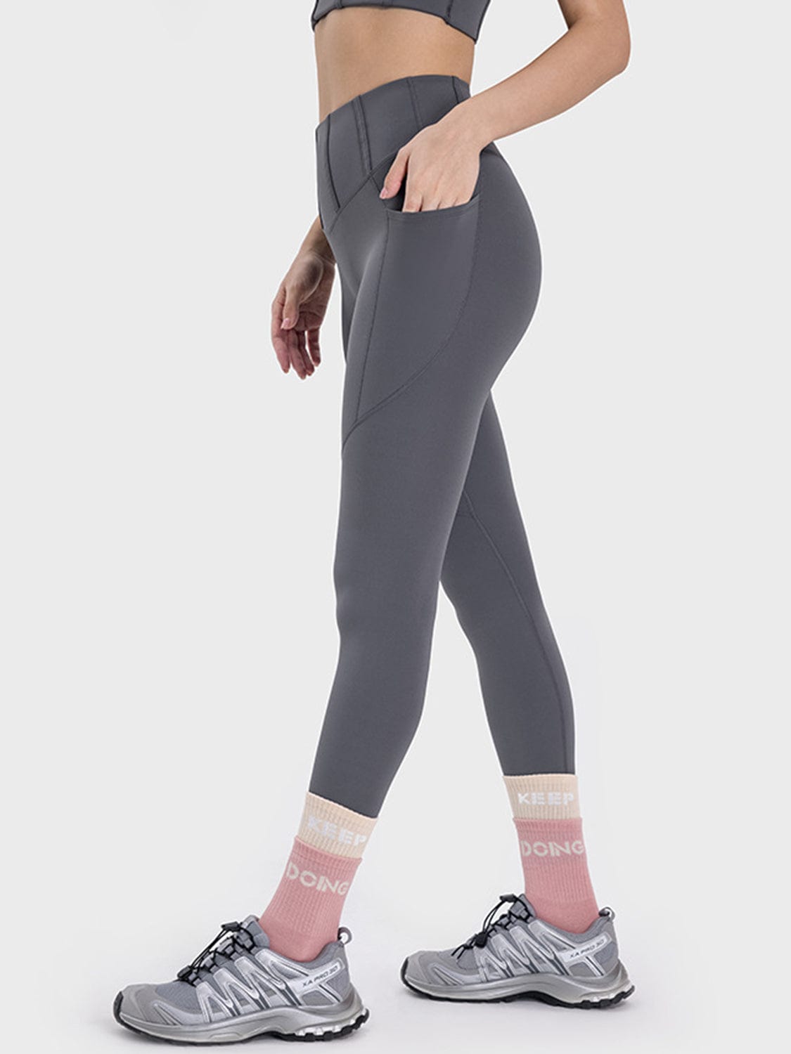 Lavender Pocketed High Waist Active Leggings