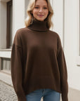 Basic Bae Turtleneck Dropped Shoulder Long Sleeve Sweater