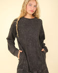 VERY J Mineral Washed Oversized Sweatshirt Mini Dress