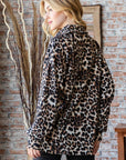 Rosy Brown Heimish Full Size Leopard Johnny Collar Long Sleeve Top