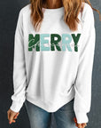 MERRY CHRISTMAS Contrast Long Sleeve Sweatshirt