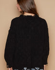 Black POL Cable Knit Cutout Long Sleeve Sweater