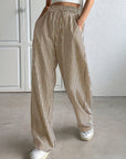 Drawstring Striped Elastic Waist Pants