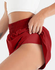 Dark Salmon Elastic Waist Active Shorts