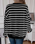 Lovelet Striped Round Neck Long Sleeve Sweatshirt