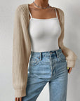 Honey Open Front Long Sleeve Cropped Cardigan