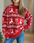 Christmas Element Round Neck Long Sleeve Sweater