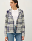 Be Cool Plaid Long Sleeve Sweater Jacket with Front Patch Pockets