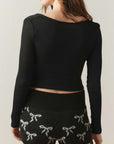 Black Notched Long Sleeve T-Shirt