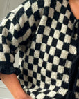 Double Take Tied Checkered Dropped Shoulder Flounce Sleeve Cardigan