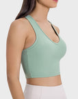 Light Gray Scoop Neck Wide Strap Active Tank