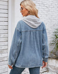 Pocketd Button Up Detachable Hooded Denim Jacket