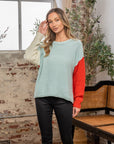 Rosy Brown Sew In Love Full Size Color Block Drop Shoulder Sweater