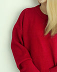 Round Neck Dropped Shoulder Long Sleeve Sweater