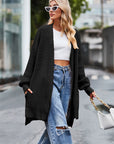 Open Front Dropped Shoulder Longline Cardigan