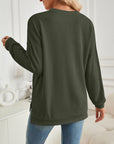 Lovelet Slit Round Neck Long Sleeve Sweatshirt