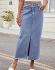 Slit Asymmetrical Waist Denim Skirt